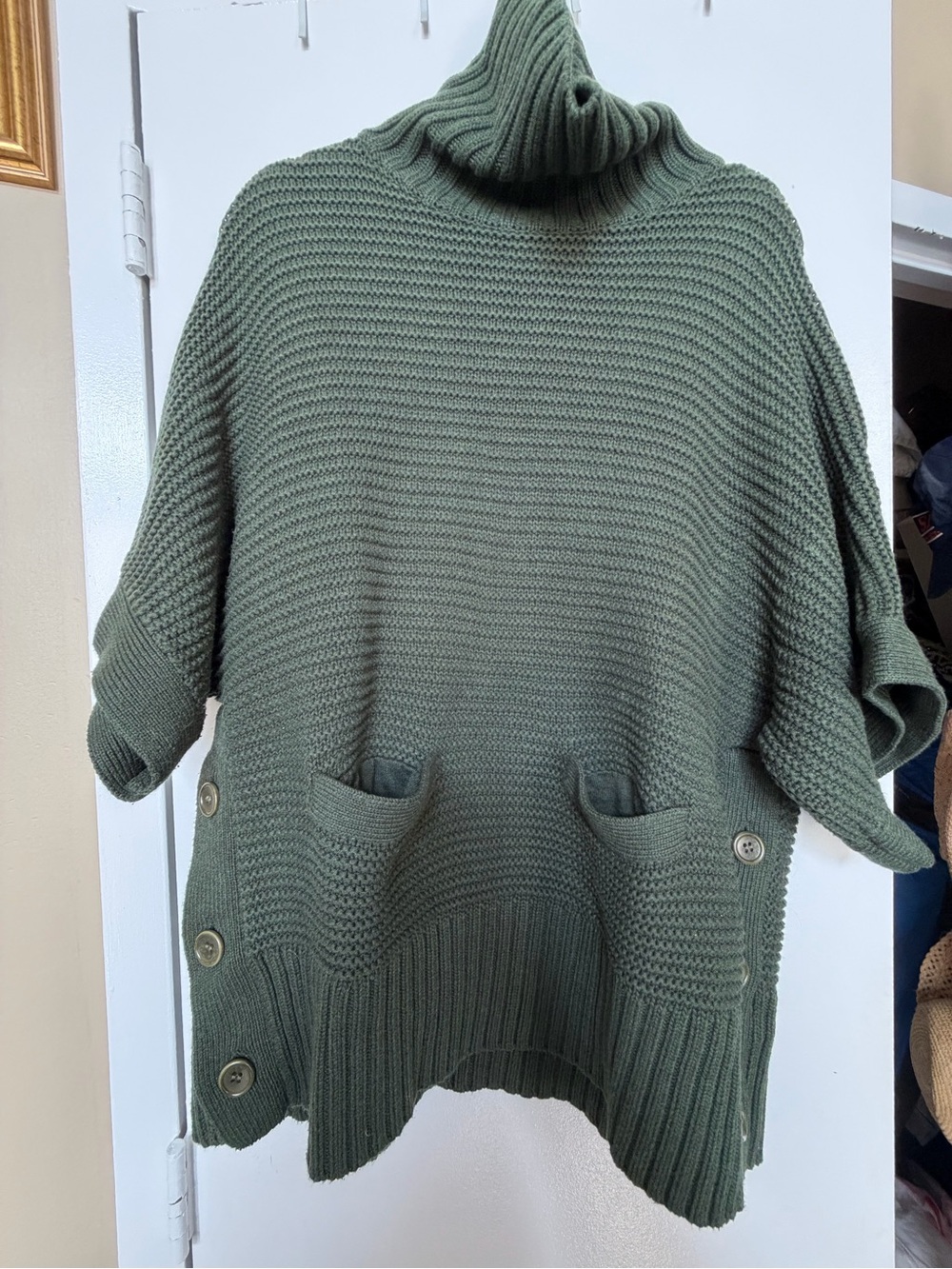 J. Crew Olive Green Ribbed Turtleneck Pocket Sweater